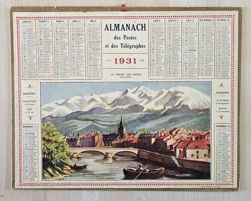 Almanach calendrier ptt 1931 - almanach,