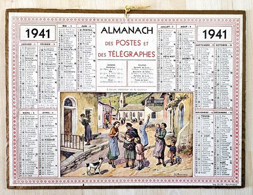 Almanach calendrier ptt 1941 - almanach,