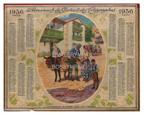 Almanach calendrier ptt 1936 - ptt,