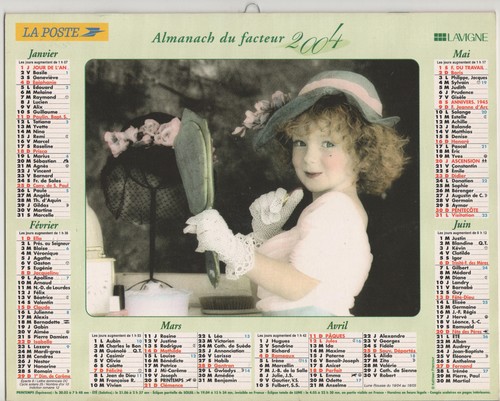 2004 calendrier des - postes,