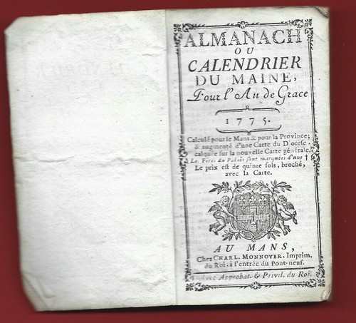 1775 almanach calendrier du - almanach,