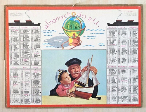 Almanach calendrier ptt 1963 - almanach,