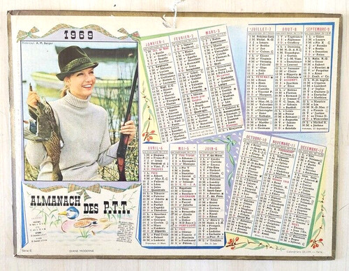 Almanach calendrier ptt 1969 - almanach,