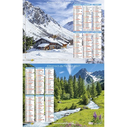 Calendrier 2027 poste - calendrier,
